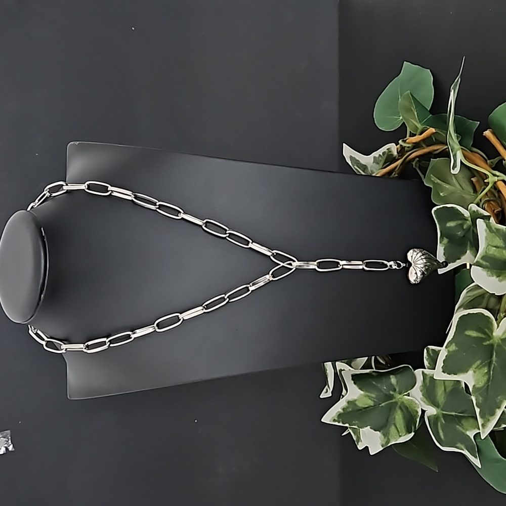 Large Link Chain Necklace with Heart Pendant